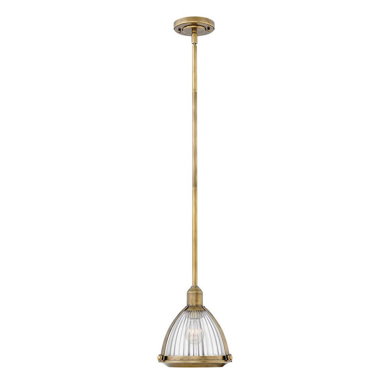 Pendant lamp Hinkley (QN-ELROY-HB) Elroy steel, clear ribbed glass E27