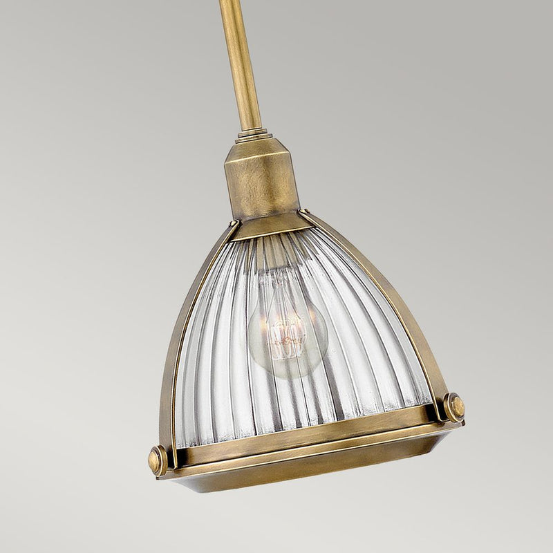 Pendant lamp Hinkley (QN-ELROY-HB) Elroy steel, clear ribbed glass E27