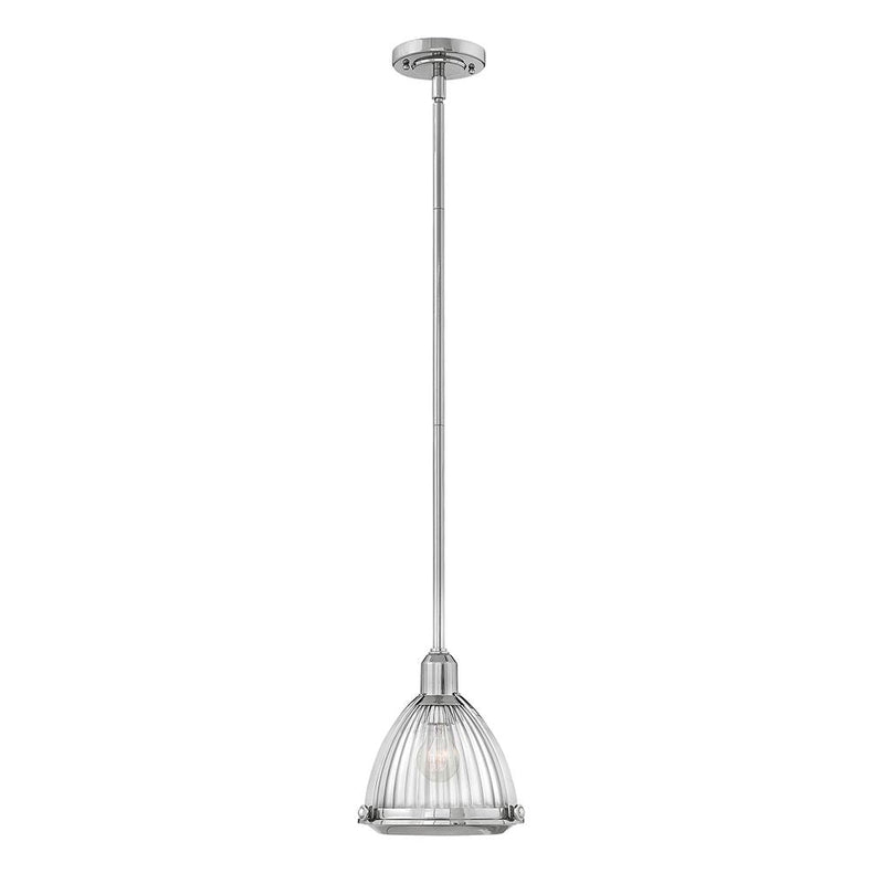 Pendant lamp Hinkley (QN-ELROY-PN) Elroy steel, clear ribbed glass E27