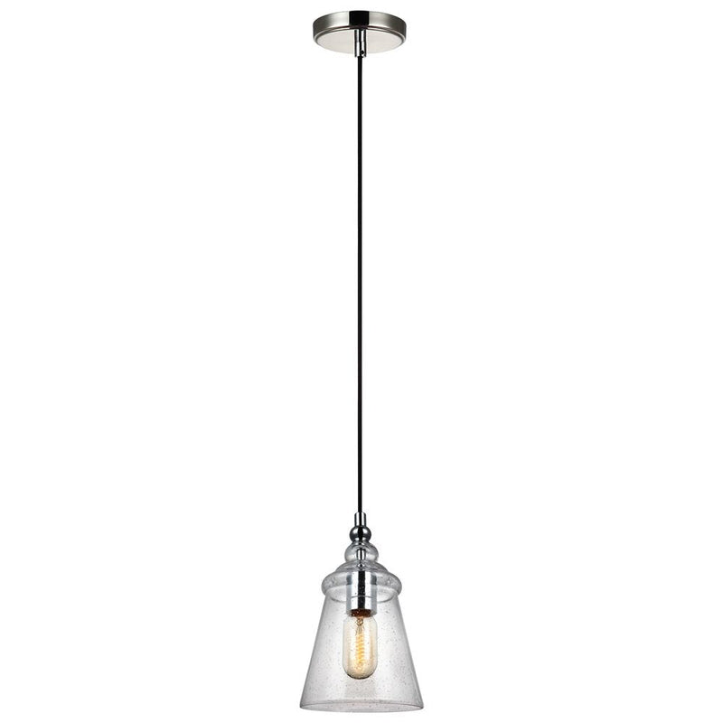 Pendant lamp Feiss (QN-LORAS-1MP) Loras steel, clear seeded glass E27