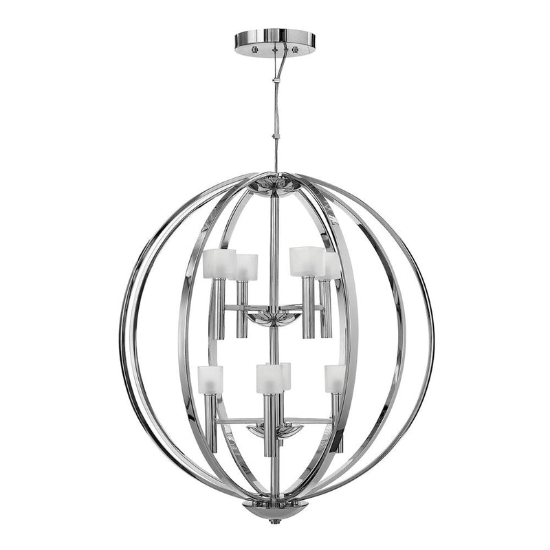 Chandelier Hinkley (QN-MONDO8) Mondo steel, frosted glass G9 8 bulbs