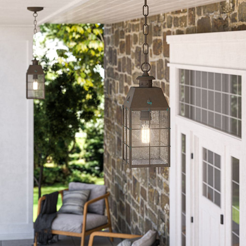 Outdoor ceiling light Hinkley (QN-NANTUCKET8-M-AS) Nantucket solid brass, clear seeded glass E27