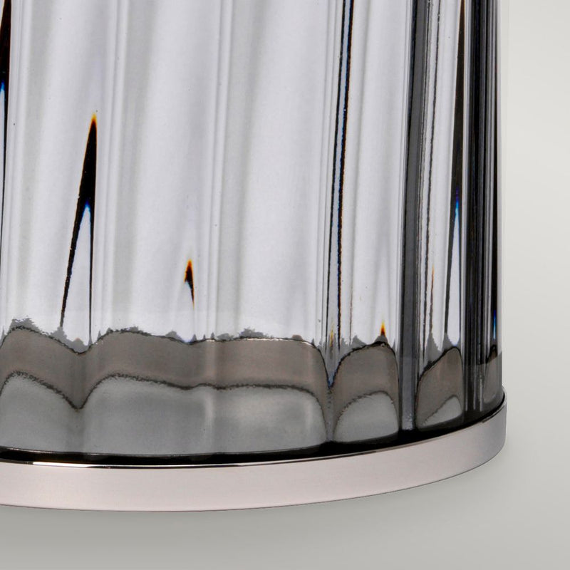 Table lamp Quintiesse (QN-RENO-SMOKE-PN) Reno steel, optical glass, faux silk E27