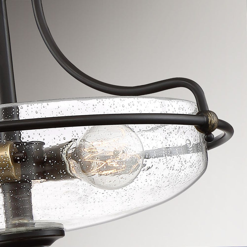 Flush mount Quoizel (QZ-GRIFFIN-SFS-C-PNAB) Griffin steel, clear seeded glass E27 3 bulbs